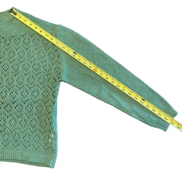 MISSLOOK GRASS GREEN KNIT BUTTON DOWN CARDIGAN OPEN WEAVE SWEATER SIZE XL NWOT - Picture 12 of 12